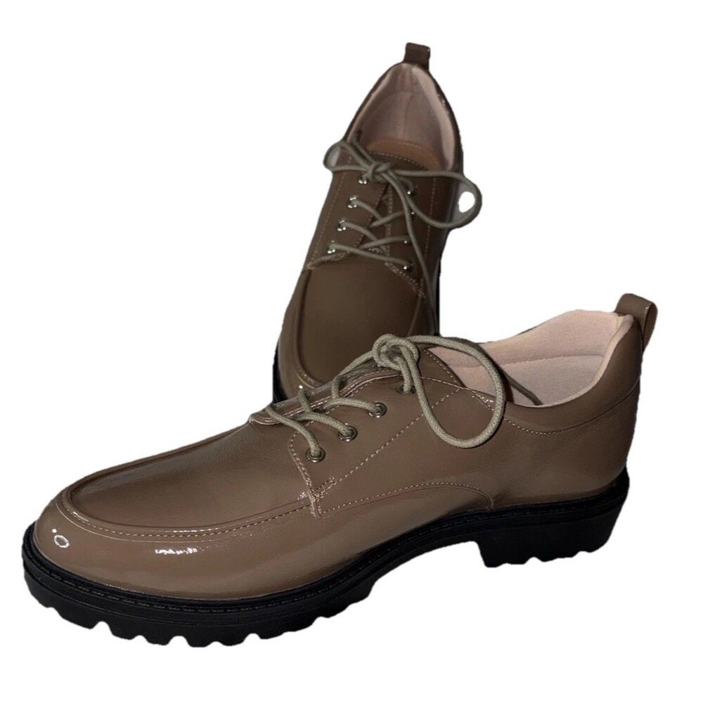 Journee Collection Zina Oxford Shoes Brown Patent Lace Up Women Size 11 Comfort - Picture 12 of 14